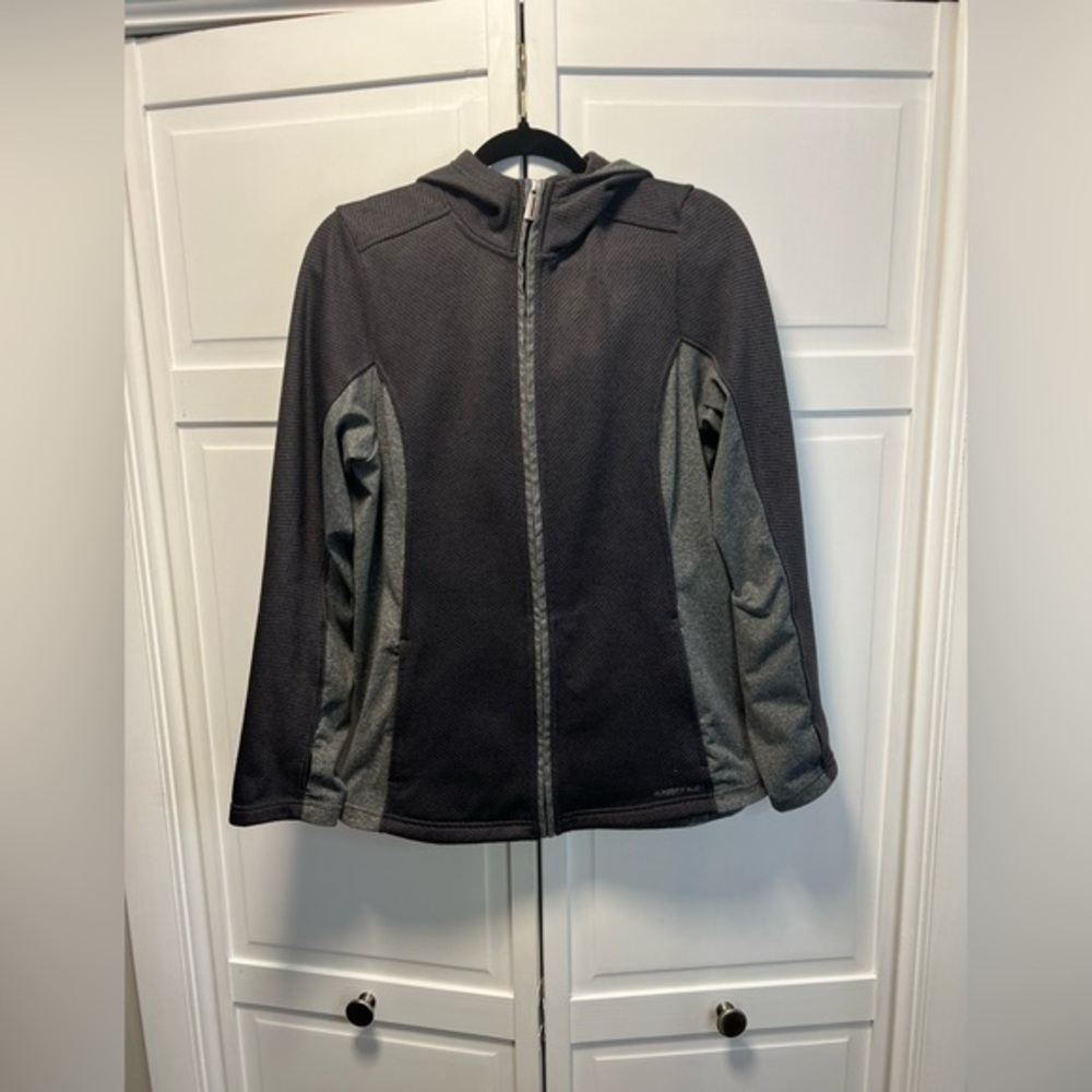 EXOFFICIO WOMENS THERMIQUE FLEECE FULL ZIP HOODIE SIZE LARGE COLOR GRAY